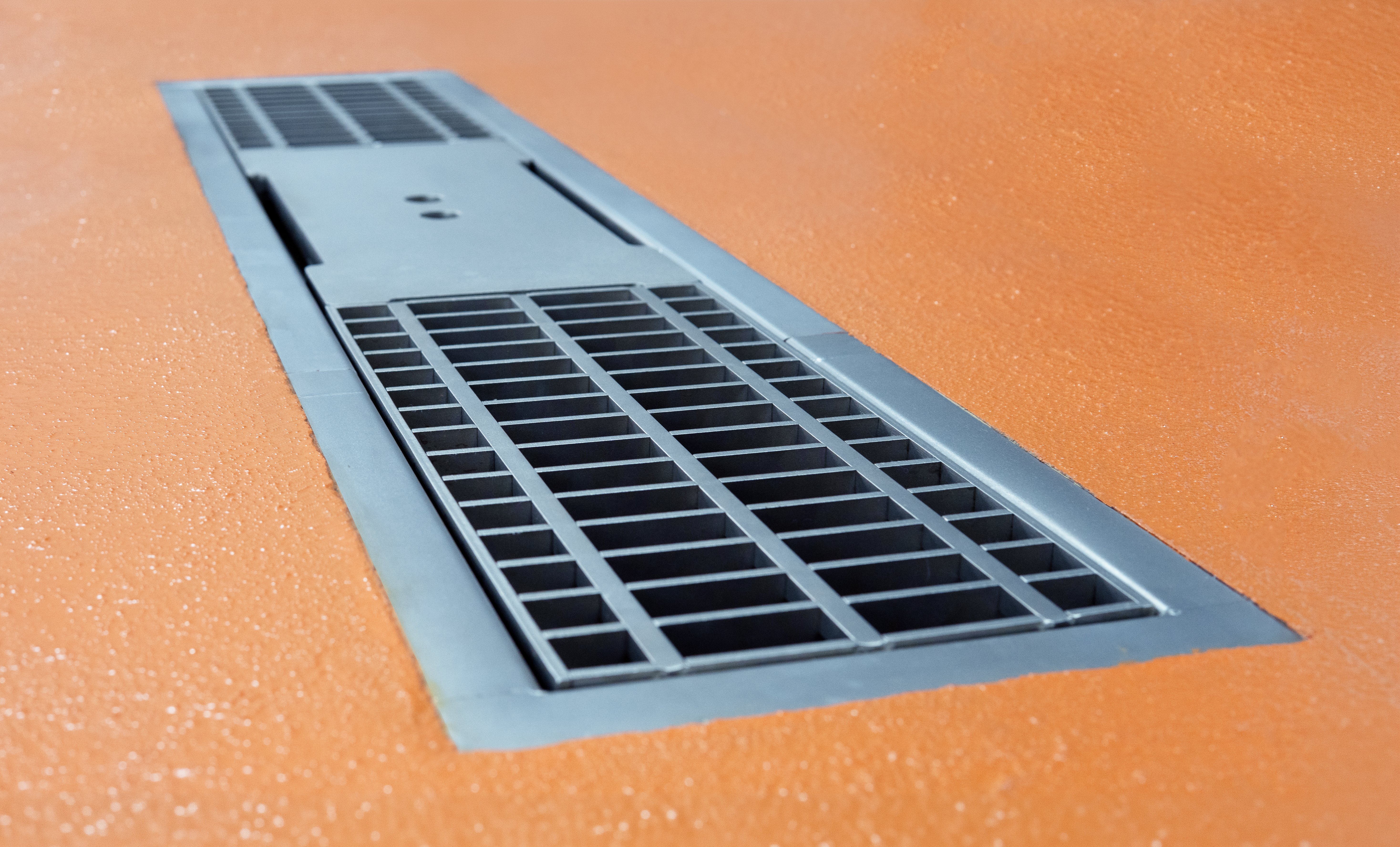 Close Up Angled View Trench Drain Standard Grate