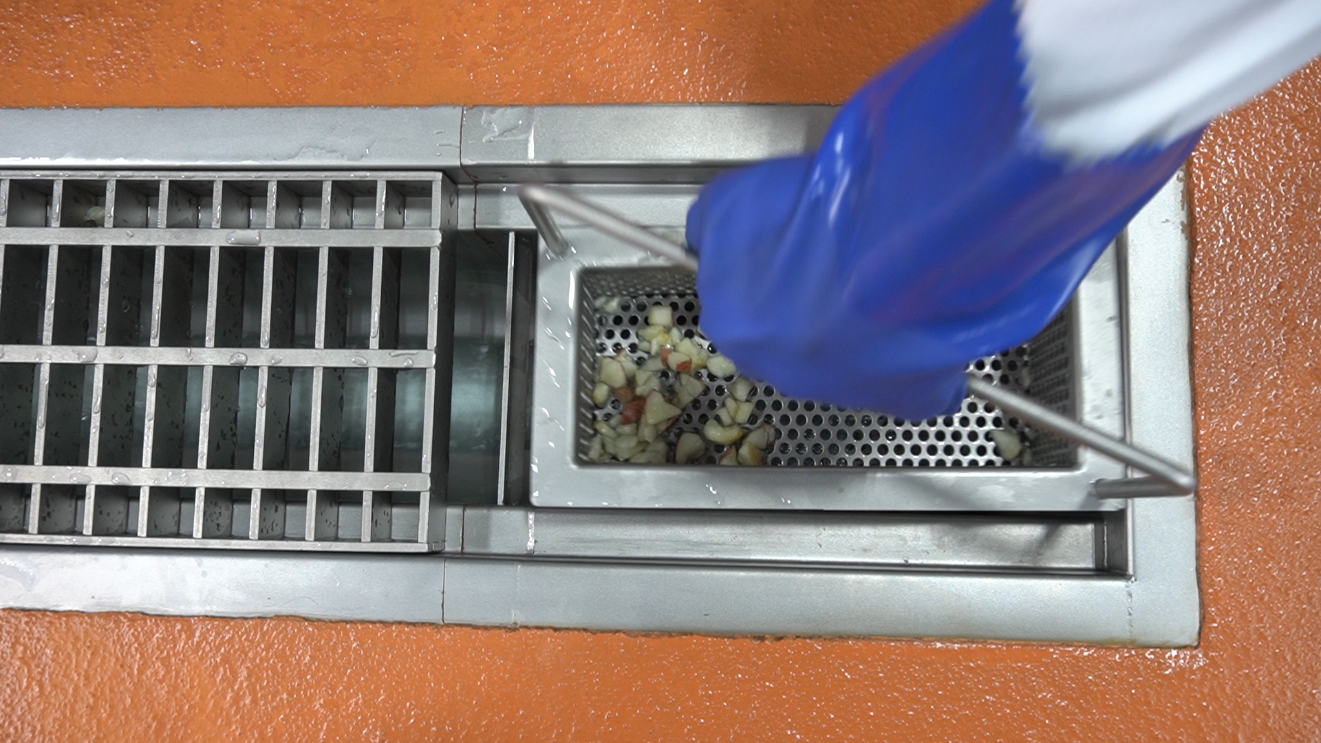 Trench Drain Strainer Basket with Apples